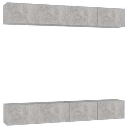 vidaXL TV Cabinets 4 pcs Concrete Grey 100x30x30 cm Engineered Wood
