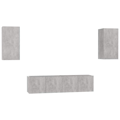 vidaXL 4 Piece TV Cabinet Set Concrete Grey Engineered Wood