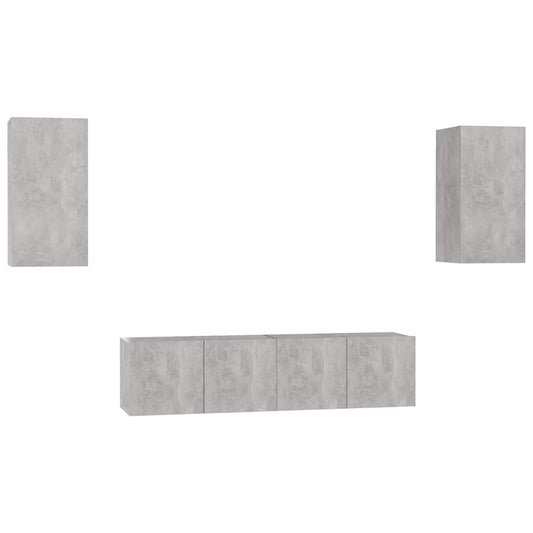 vidaXL 4 Piece TV Cabinet Set Concrete Grey Engineered Wood