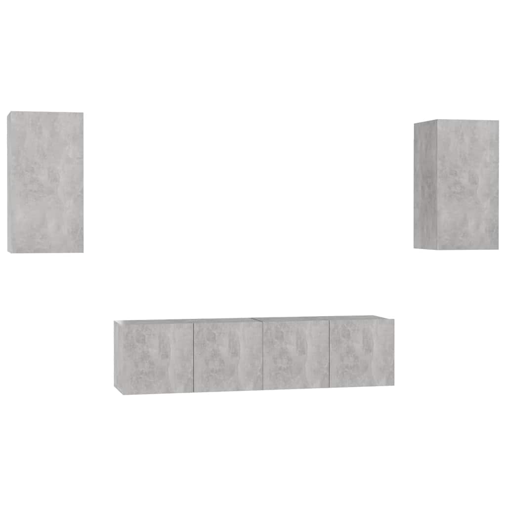 vidaXL 4 Piece TV Cabinet Set Concrete Grey Engineered Wood