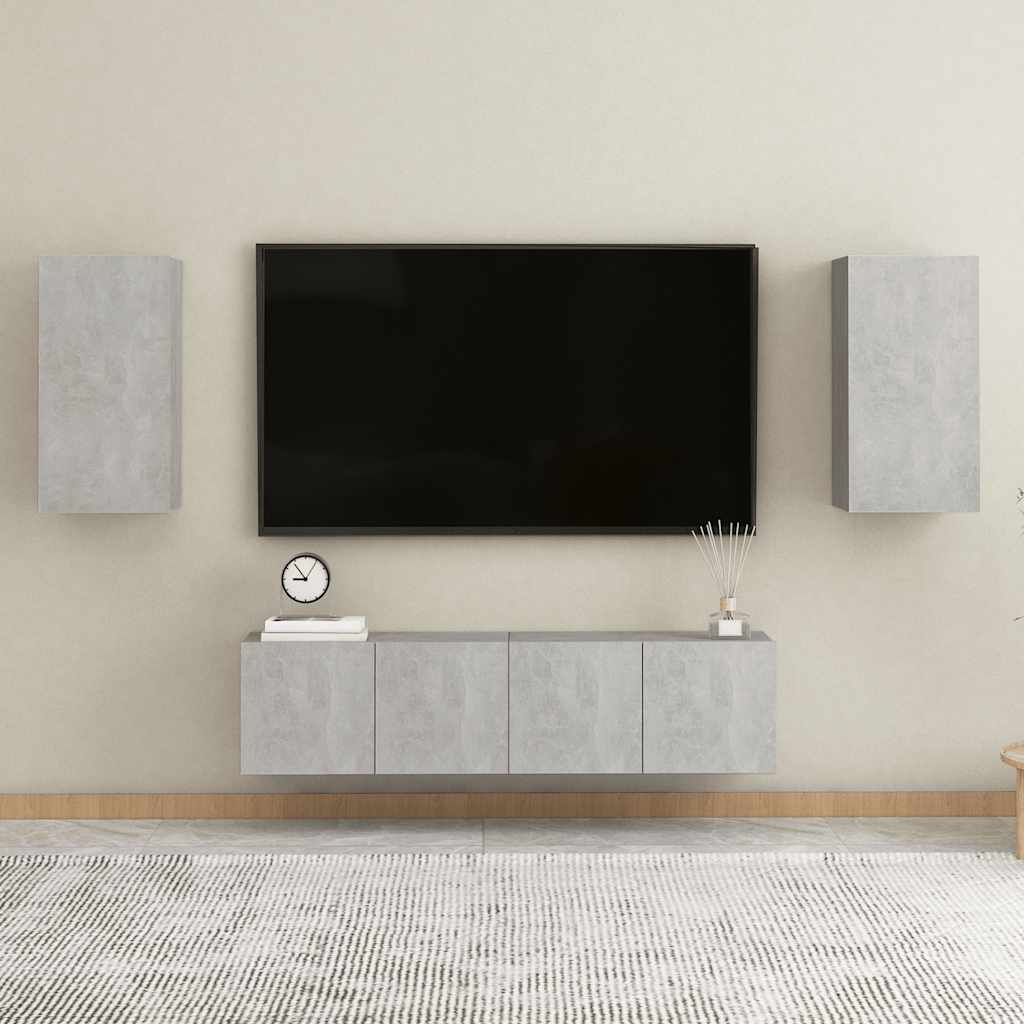 vidaXL 4 Piece TV Cabinet Set Concrete Grey Engineered Wood