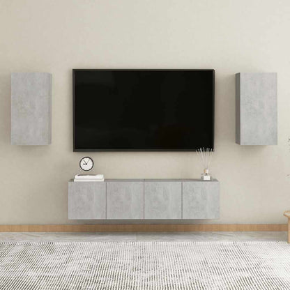 vidaXL 4 Piece TV Cabinet Set Concrete Grey Engineered Wood