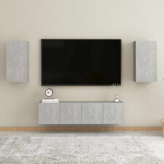 vidaXL 4 Piece TV Cabinet Set Concrete Grey Engineered Wood