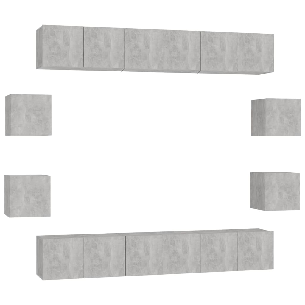 vidaXL 10 Piece TV Cabinet Set Concrete Grey Engineered Wood