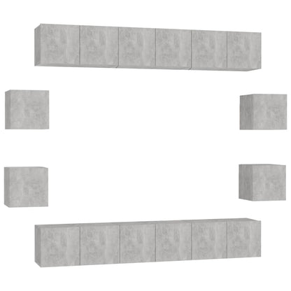 vidaXL 10 Piece TV Cabinet Set Concrete Grey Engineered Wood