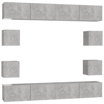 vidaXL 8 Piece TV Cabinet Set Concrete Grey Engineered Wood