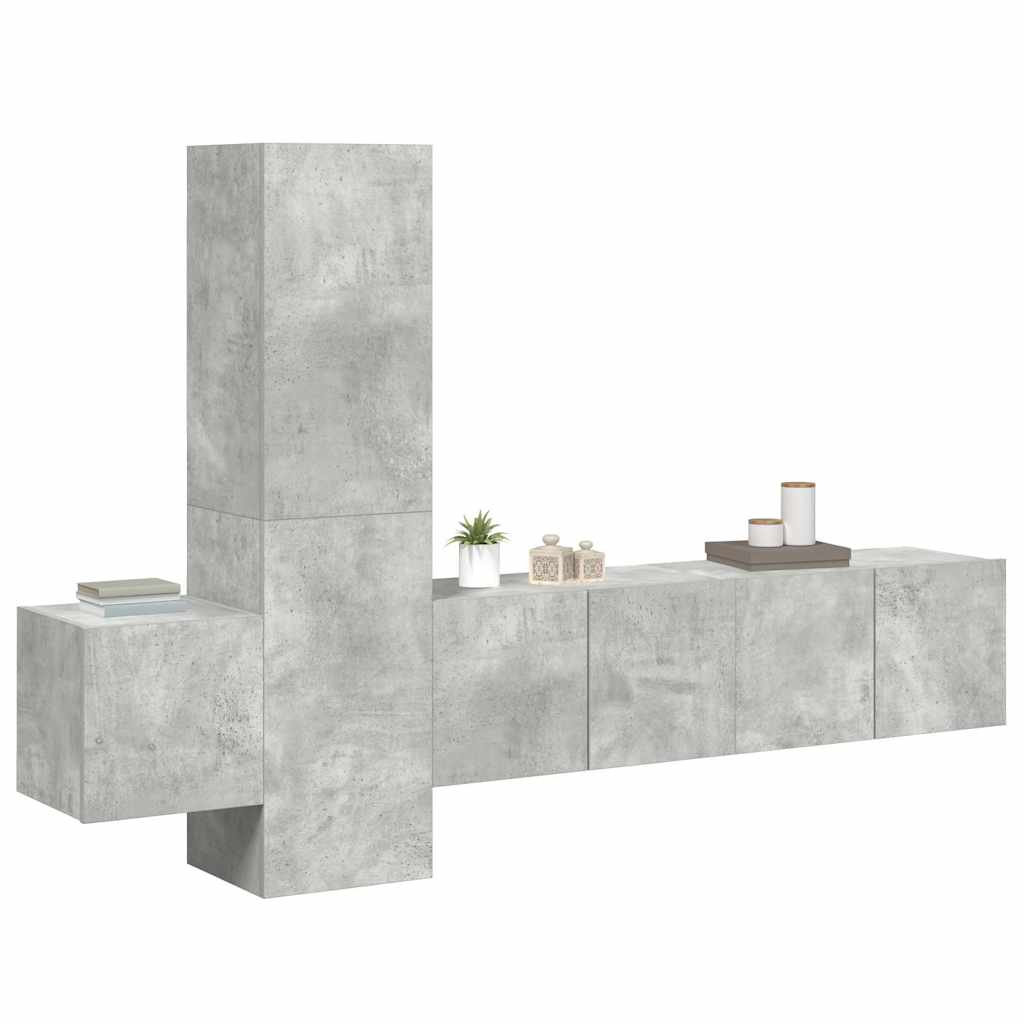 vidaXL 5 Piece TV Cabinet Set Concrete Grey Engineered Wood