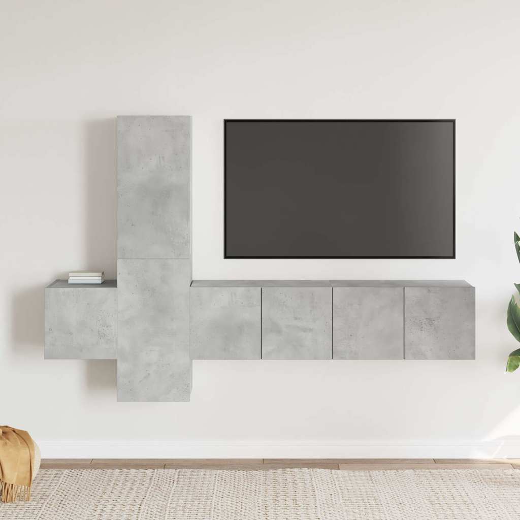 vidaXL 5 Piece TV Cabinet Set Concrete Grey Engineered Wood
