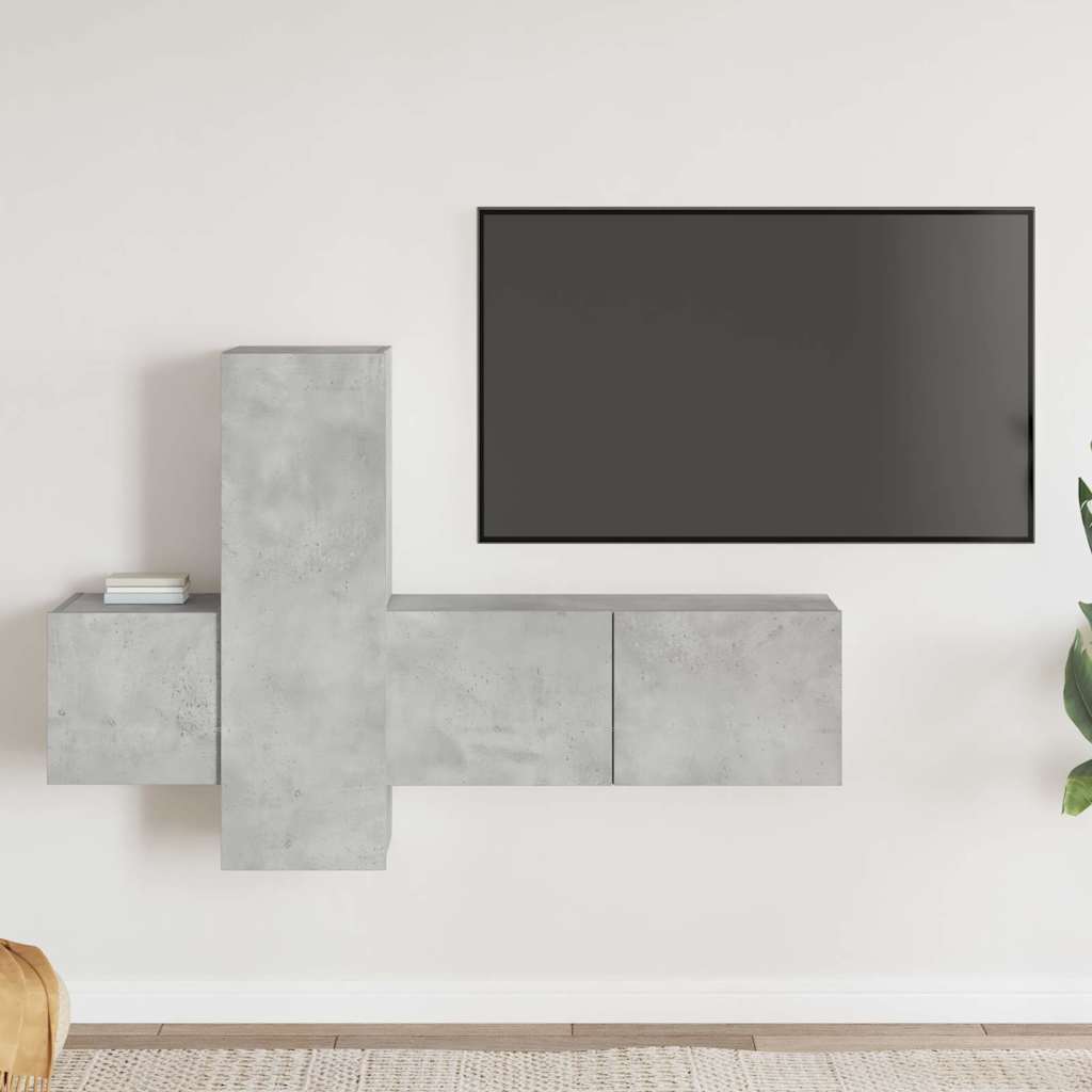 vidaXL 3 Piece TV Cabinet Set Concrete Grey Engineered Wood