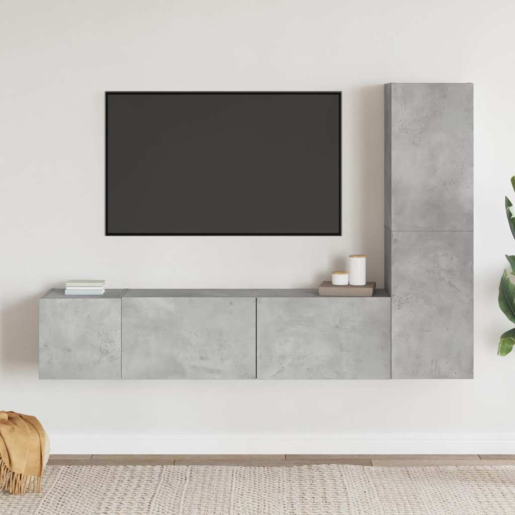 vidaXL 3 Piece TV Cabinet Set Concrete Grey Engineered Wood