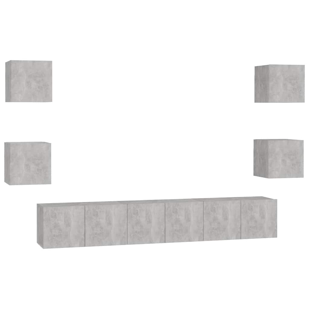 vidaXL 7 Piece TV Cabinet Set Concrete Grey Engineered Wood