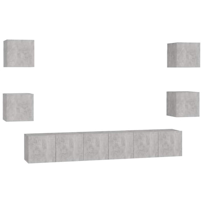 vidaXL 7 Piece TV Cabinet Set Concrete Grey Engineered Wood