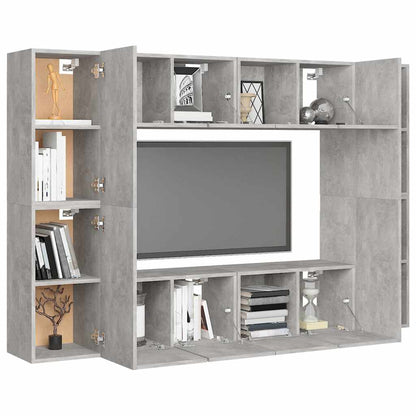 vidaXL 8 Piece TV Cabinet Set Concrete Grey Engineered Wood