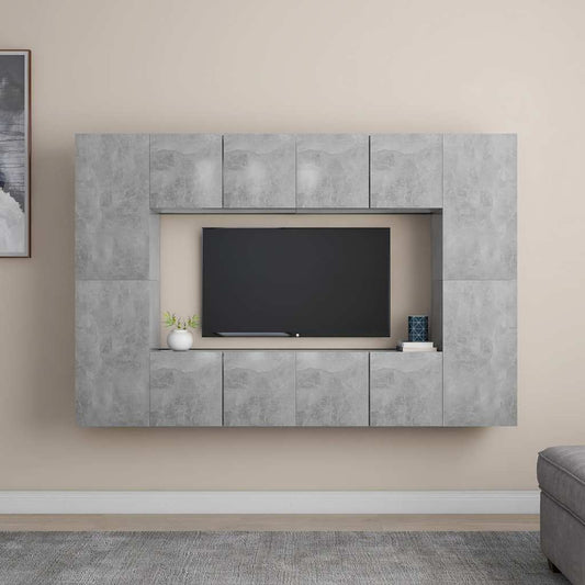 3079088 vidaXL 8 Piece TV Cabinet Set Concrete Grey Engineered Wood (2x804521+2x803335)