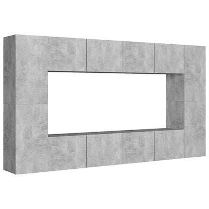 vidaXL 8 Piece TV Cabinet Set Concrete Grey Engineered Wood