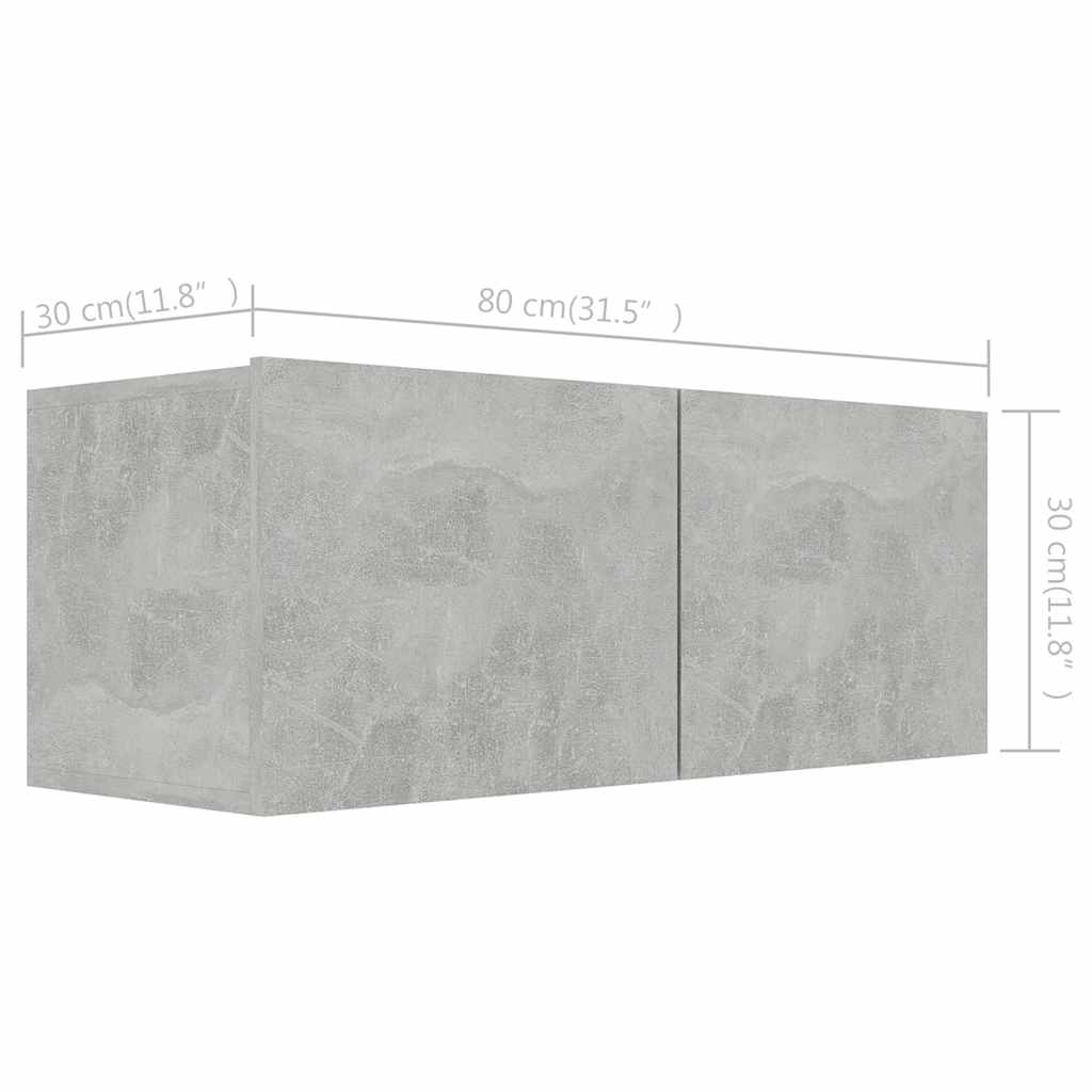 vidaXL 8 Piece TV Cabinet Set Concrete Grey Engineered Wood