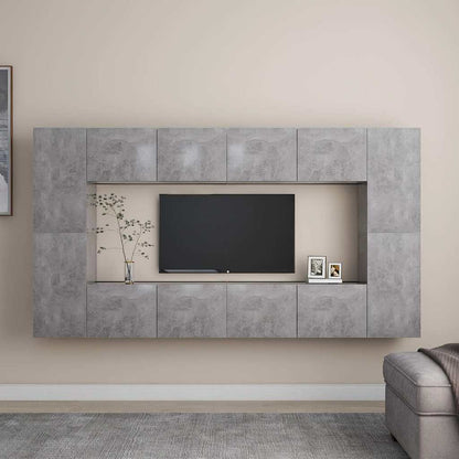 vidaXL 8 Piece TV Cabinet Set Concrete Grey Engineered Wood