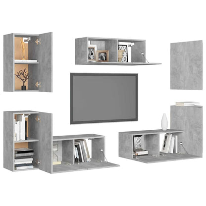 vidaXL 7 Piece TV Cabinet Set Concrete Grey Engineered Wood