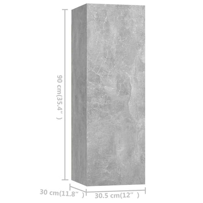 vidaXL 3 Piece TV Cabinet Set Concrete Grey Engineered Wood
