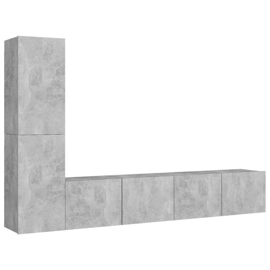 vidaXL 4 Piece TV Cabinet Set Concrete Grey Engineered Wood