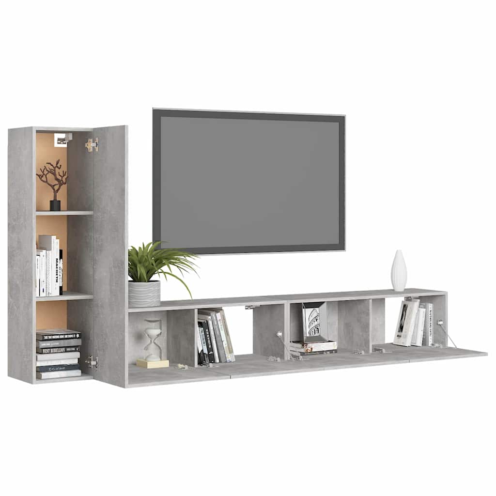 vidaXL 3 Piece TV Cabinet Set Concrete Grey Engineered Wood