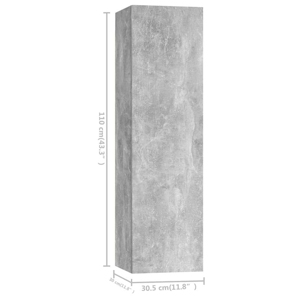 vidaXL 3 Piece TV Cabinet Set Concrete Grey Engineered Wood
