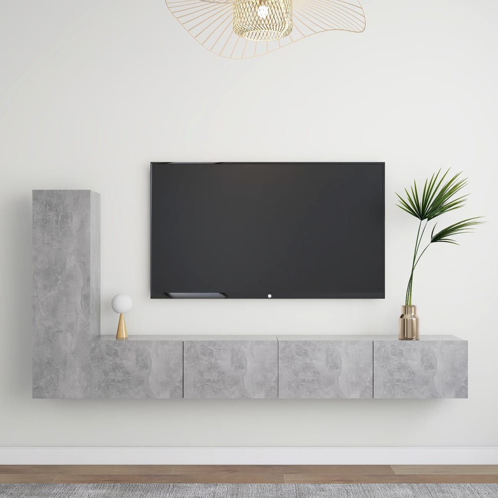 vidaXL 3 Piece TV Cabinet Set Concrete Grey Engineered Wood