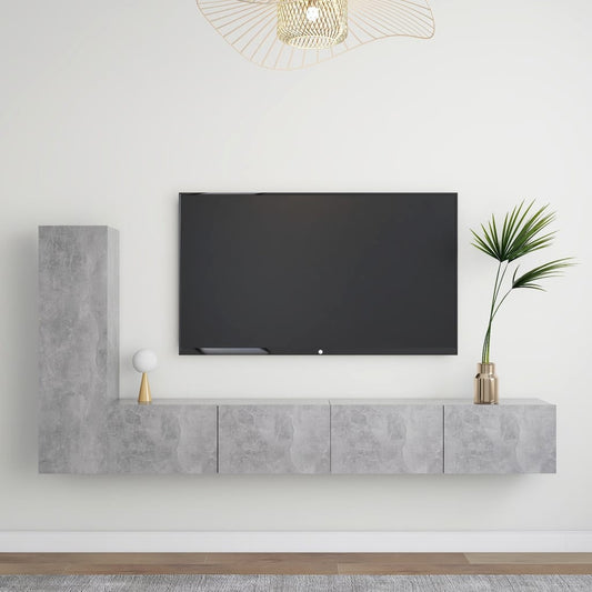 vidaXL 3 Piece TV Cabinet Set Concrete Grey Engineered Wood