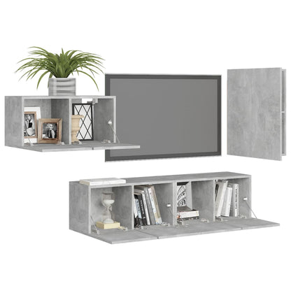 vidaXL 4 Piece TV Cabinet Set Concrete Grey Engineered Wood