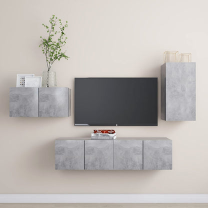 vidaXL 4 Piece TV Cabinet Set Concrete Grey Engineered Wood