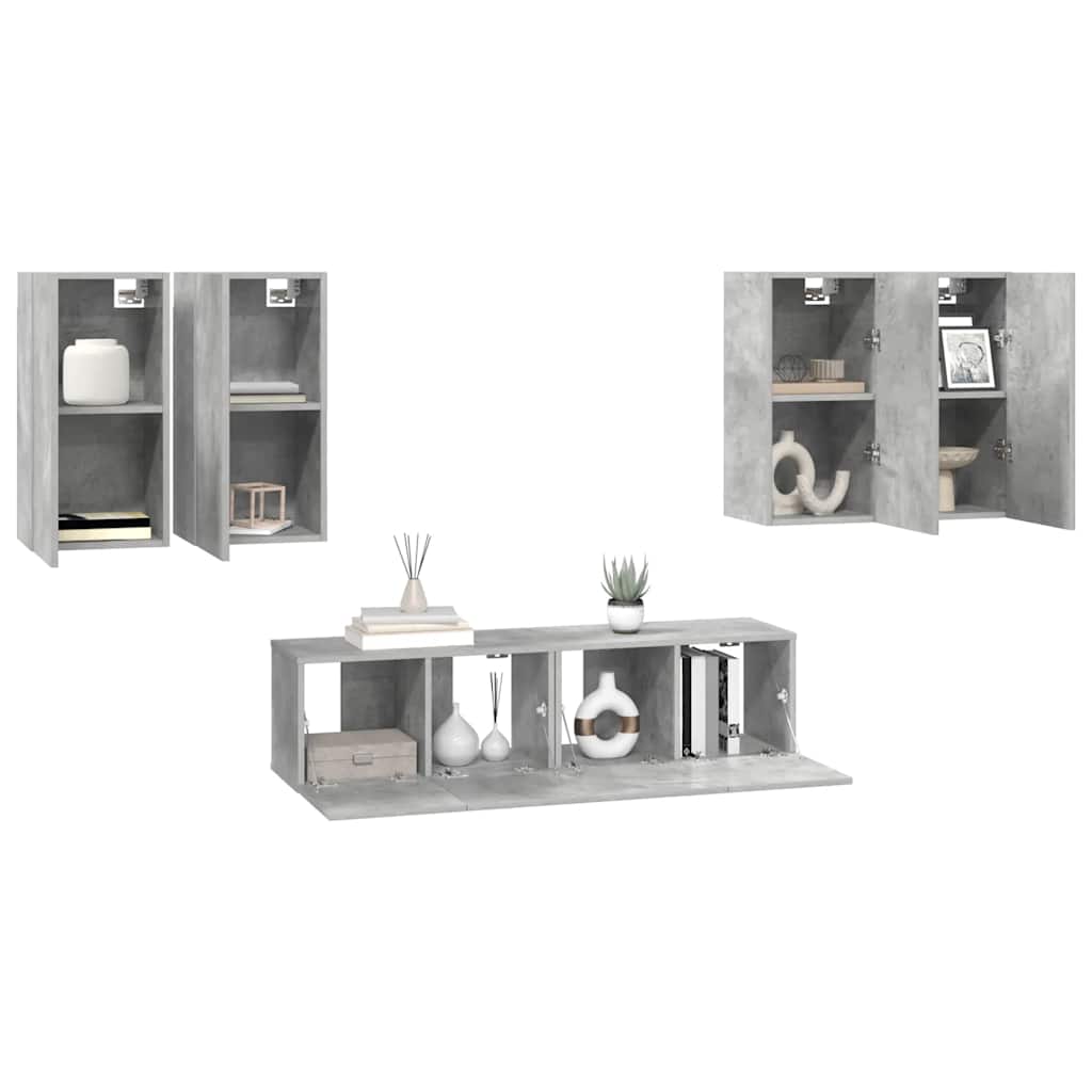 vidaXL 6 Piece TV Cabinet Set Concrete Grey Engineered Wood