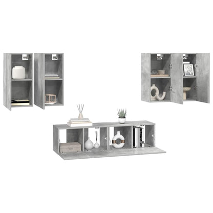 vidaXL 6 Piece TV Cabinet Set Concrete Grey Engineered Wood
