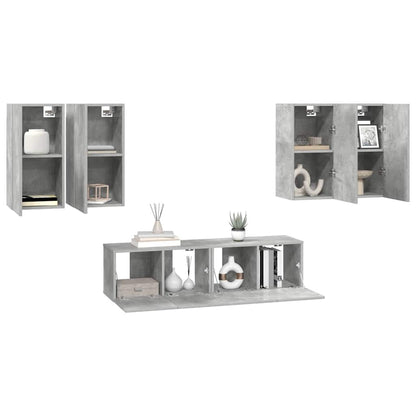 vidaXL 6 Piece TV Cabinet Set Concrete Grey Engineered Wood
