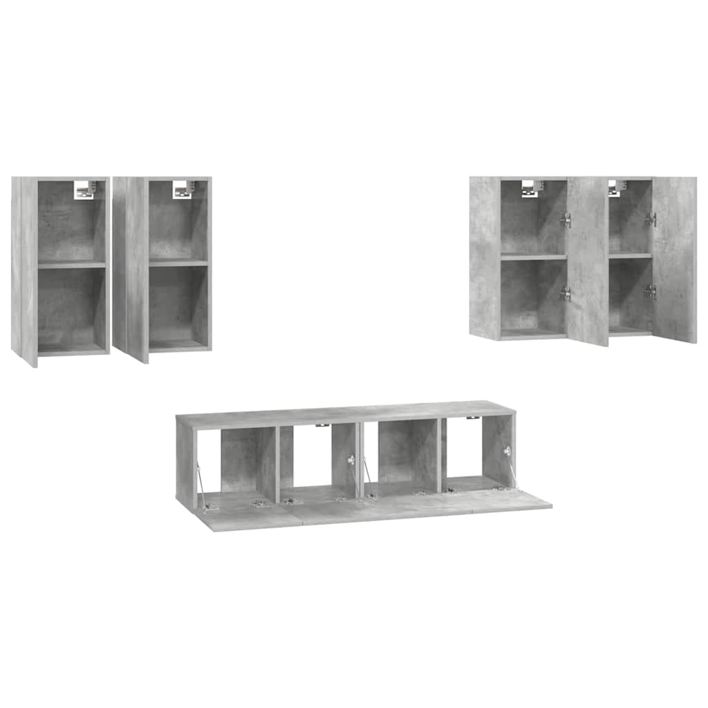 vidaXL 6 Piece TV Cabinet Set Concrete Grey Engineered Wood