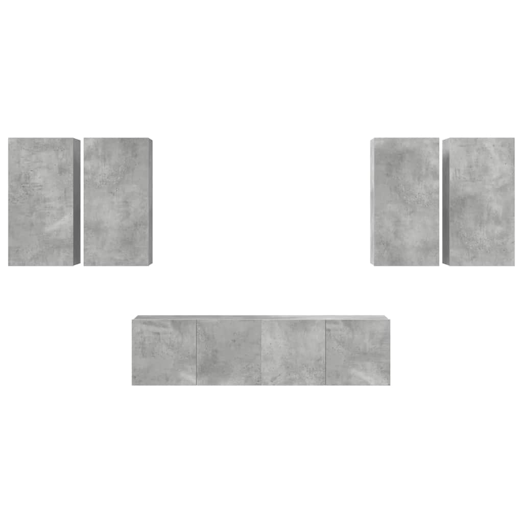 vidaXL 6 Piece TV Cabinet Set Concrete Grey Engineered Wood