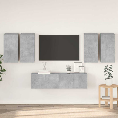 vidaXL 6 Piece TV Cabinet Set Concrete Grey Engineered Wood