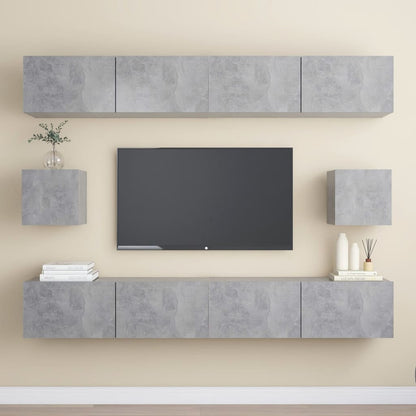vidaXL 6 Piece TV Cabinet Set Concrete Grey Engineered Wood
