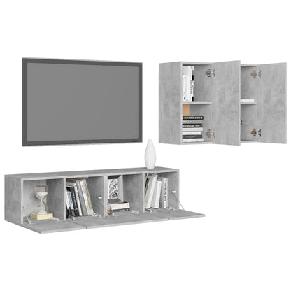 vidaXL 4 Piece TV Cabinet Set Concrete Grey Engineered Wood
