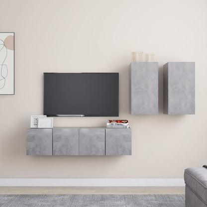 vidaXL 4 Piece TV Cabinet Set Concrete Grey Engineered Wood