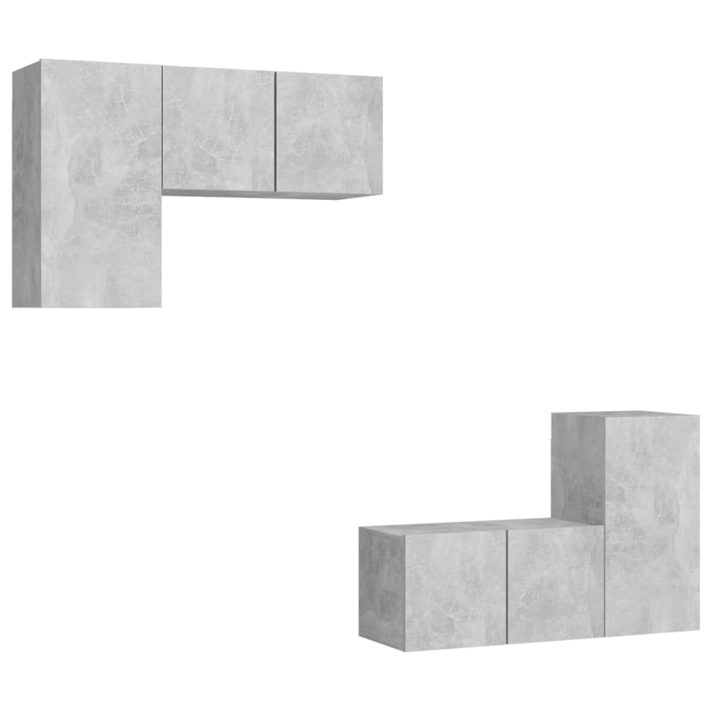 vidaXL 4 Piece TV Cabinet Set Concrete Grey Engineered Wood