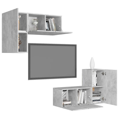 vidaXL 4 Piece TV Cabinet Set Concrete Grey Engineered Wood
