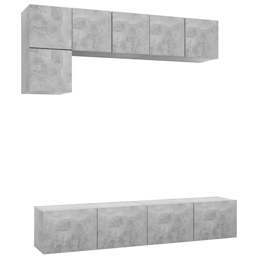vidaXL 5 Piece TV Cabinet Set Concrete Grey Engineered Wood