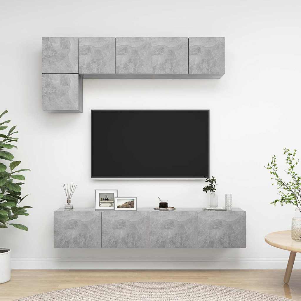 vidaXL 5 Piece TV Cabinet Set Concrete Grey Engineered Wood