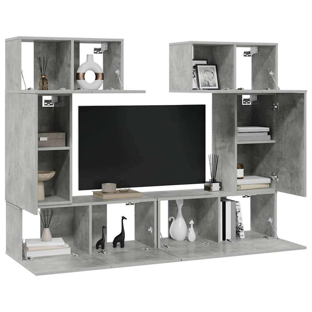 vidaXL 6 Piece TV Cabinet Set Concrete Grey Engineered Wood