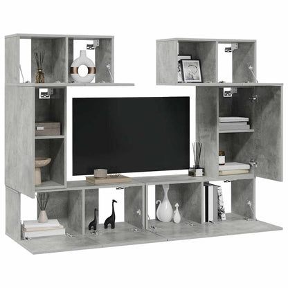 vidaXL 6 Piece TV Cabinet Set Concrete Grey Engineered Wood