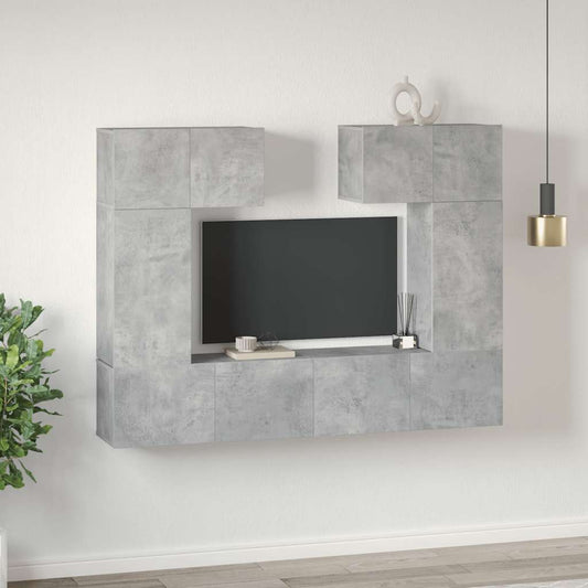 vidaXL 6 Piece TV Cabinet Set Concrete Grey Engineered Wood