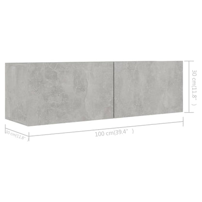 3079123 vidaXL 3 Piece TV Cabinet Set Concrete Grey Engineered Wood (801485+801485x2)
