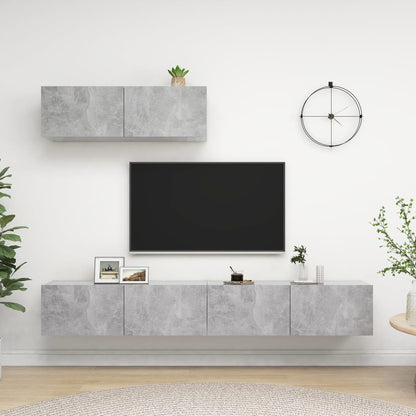 3079123 vidaXL 3 Piece TV Cabinet Set Concrete Grey Engineered Wood (801485+801485x2)