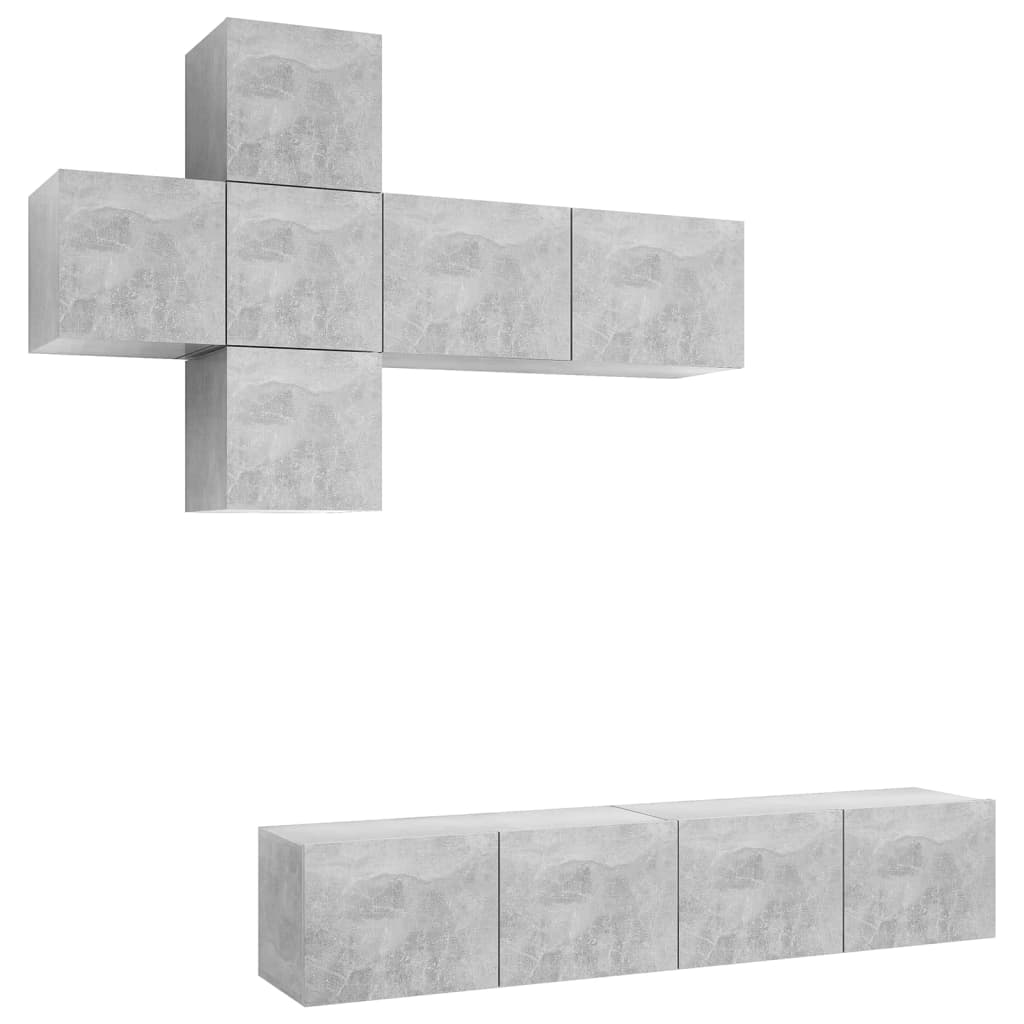 vidaXL 7 Piece TV Cabinet Set Concrete Grey Engineered Wood
