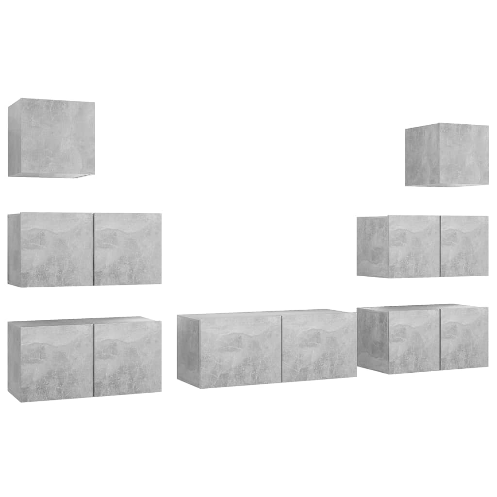vidaXL 7 Piece TV Cabinet Set Concrete Grey Engineered Wood
